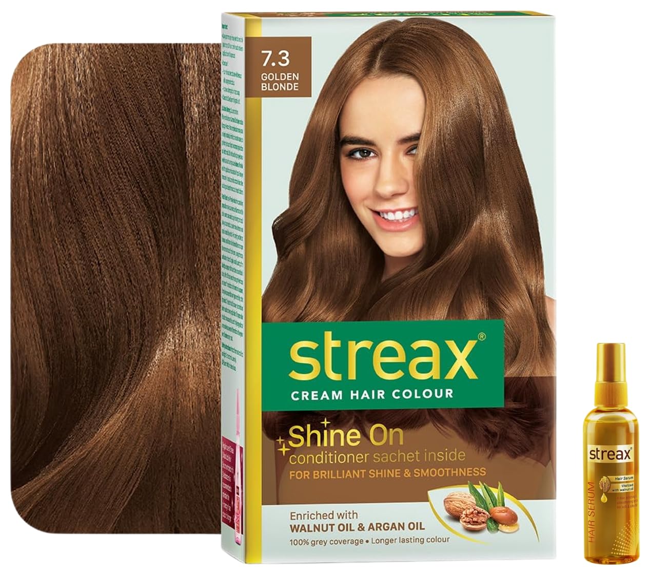 

Сыворотка для волос Streax с маслом грецкого ореха, Для разглаживания и блеска волос, Стойкая краска для волос, 100% закрашивание седины
