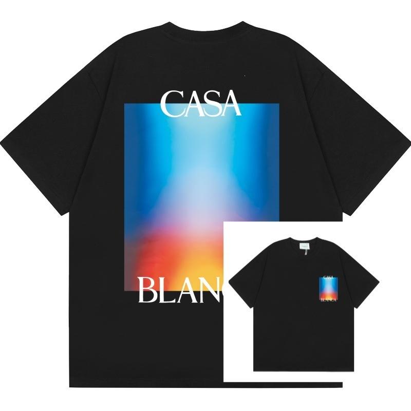 Grenzüberschreitend auf Lager exklusiv Casablanca Doppelgaze reine Baumwolle Unisex T-Shirt Hip-Hop lässig Kurzarm locker Rundhals