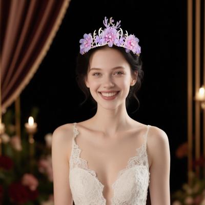 Fashionable Handcrafted Flower Butterfly Crown Headwear Tulle Deer Antler Princess Queen Crown Headband Hair Accessories