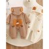 Spring and Autumn Style Bear-Shaped Baby Romper with Long Sleeves and Knee Protection, Cute and Adorable One-Piece Crawling Suit for Boys and Girls