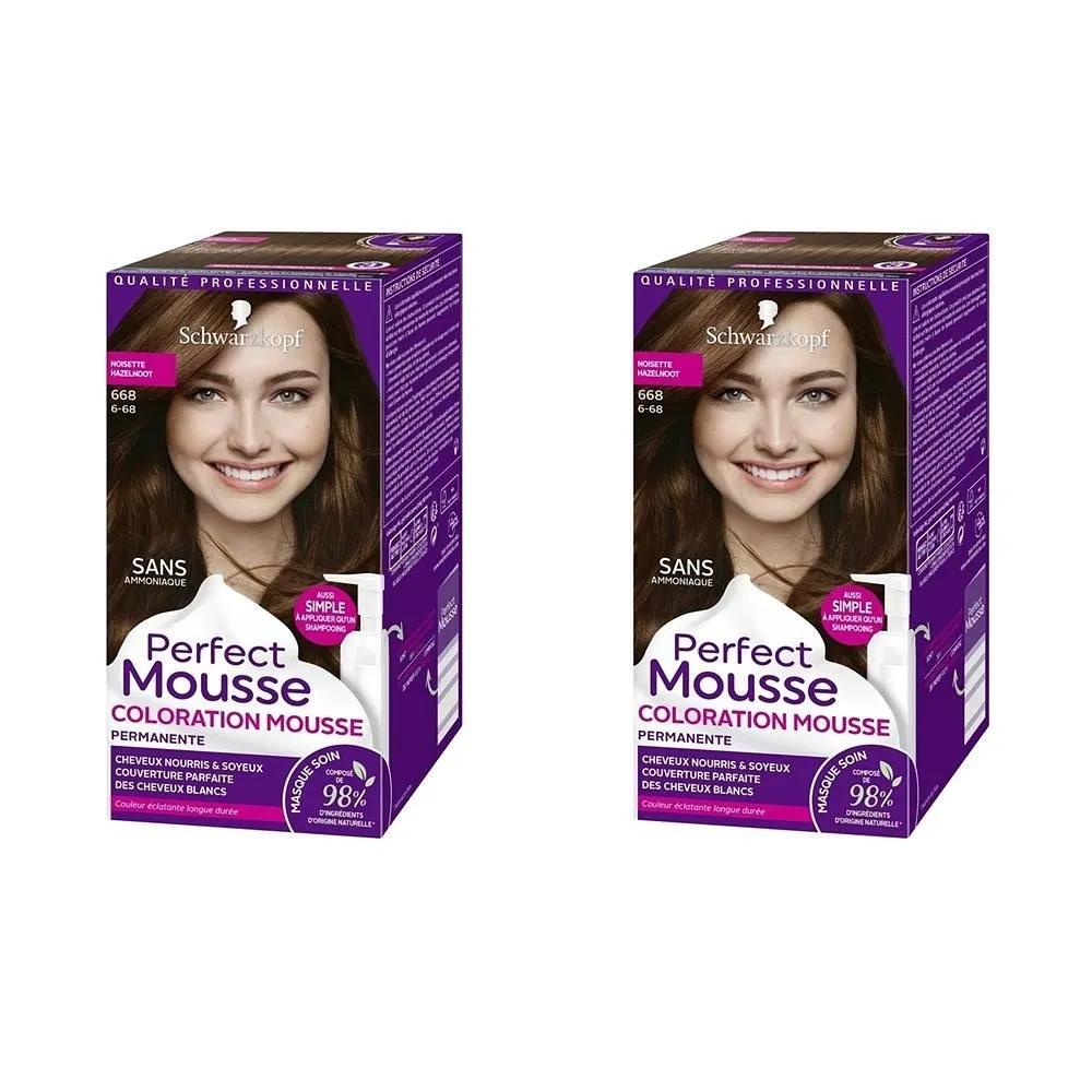 Schwarzkopf Perfect Mousse Краска для волос 2 упаковки 668 Лесной орех Стойкая краска 668 Лесной орех Без аммиака