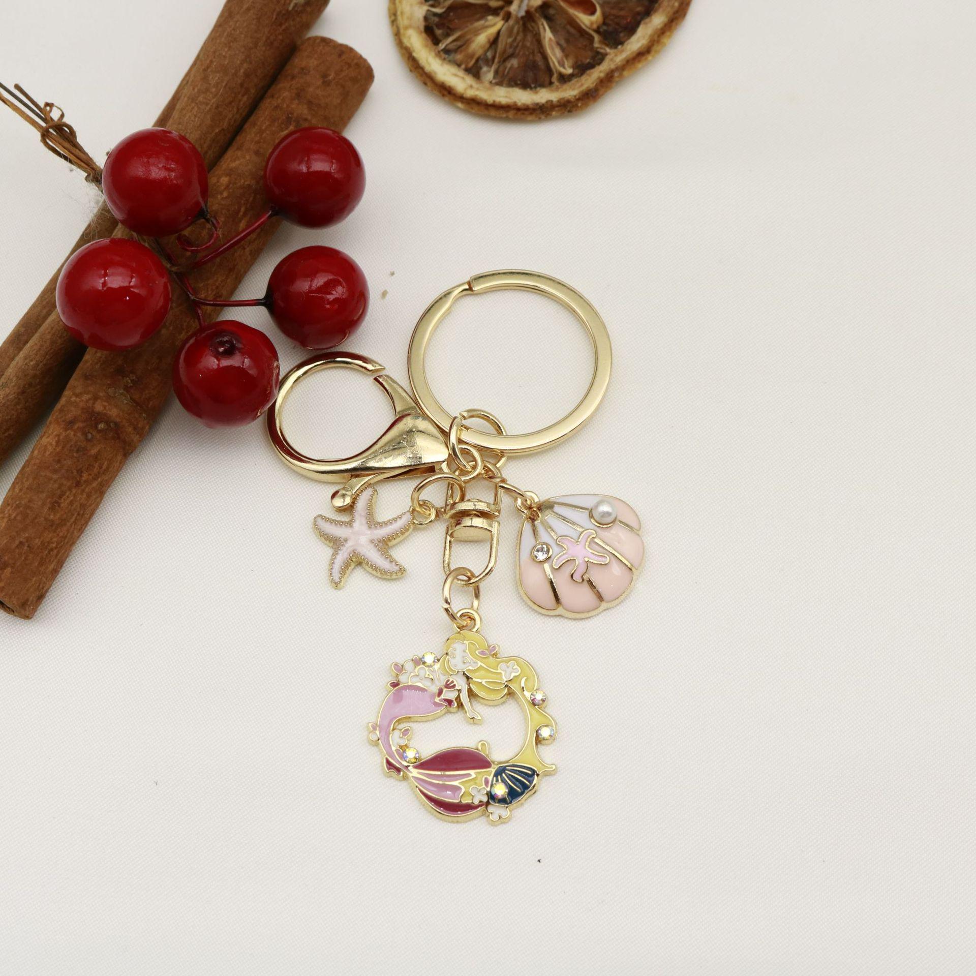 Starfish Mermaid Drip Oil Keychain Pendant: Creative Ornament Gift