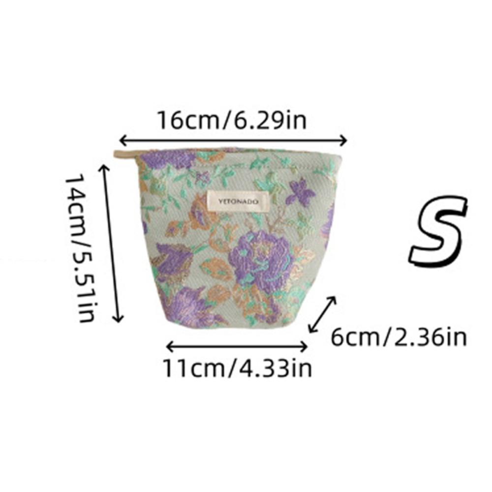 

Polyester Canvas Flower Clutch Bag Flower Pattern Zipper Closure Cosmetic Storage Pouch Large Capacity Portable