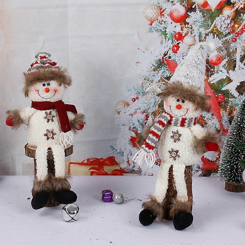 Christmas Decoration Snowman Standing Window Decoration Christmas Gift Doll 2pcs
