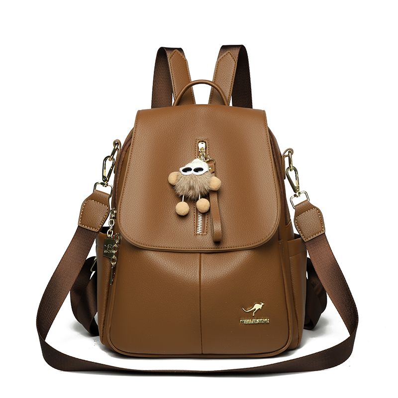 

Kangaroo Leather Backpack Women 2025 New Arrival Soft Cowhide Large Capacity Versatile Ladies Travel Lightweight Backpack Waterproof Brown [send wallet + card bag]]