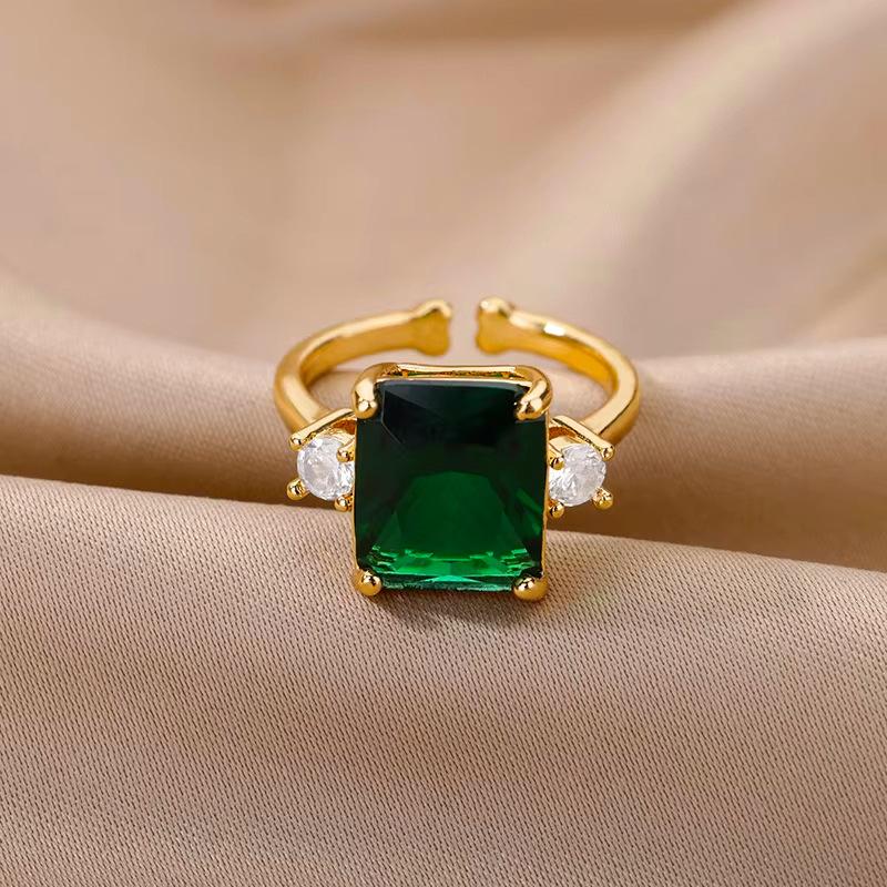 Exquisiter grüner Zirkon-Blumenring Damen Premium Vintage Ring