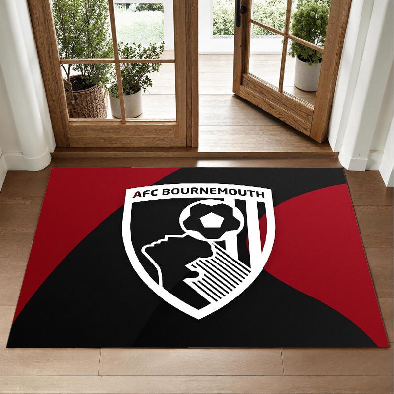 Bournemouth Football Design Crystal Velvet Rug Soft Decorative Mat for Bedroom Entrance