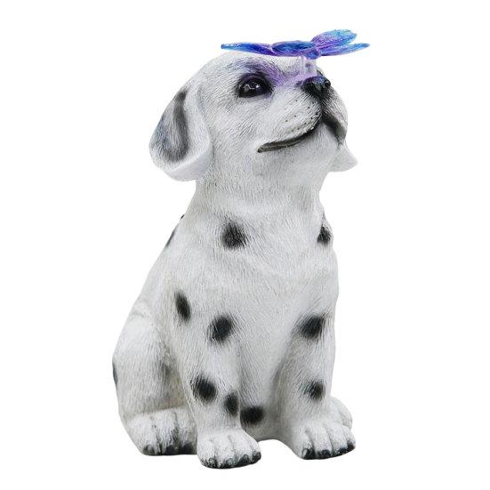 Solar Puppy Statue Light Garden Spotted Dog Butterfly Solar Light Outdoor Cute Animal