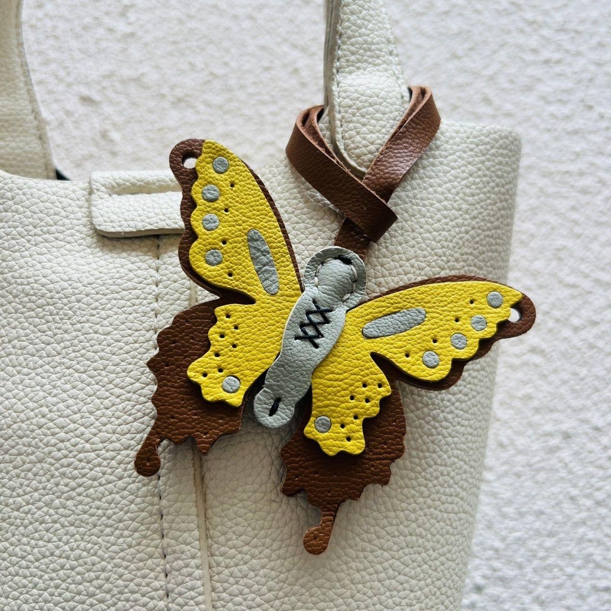 

Cute butterfly leather bag, elegant gift, handmade creative keychain