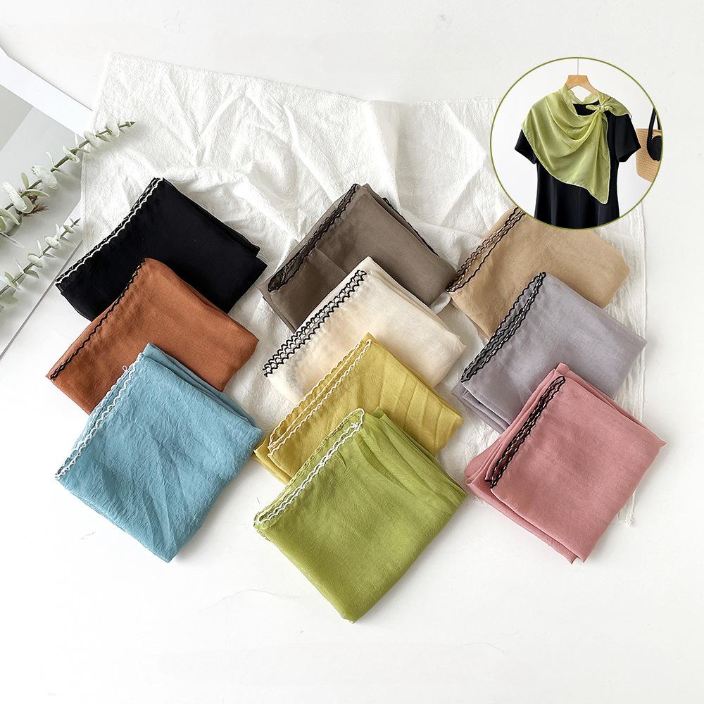 

Модные женские шарфы, однотонный шейный платок, хлопковый платок на голову