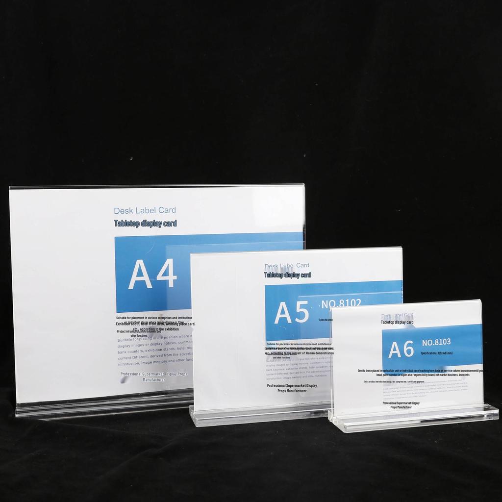 Double-Sided Acrylic Table Card Stand - T-Shaped Transparent 3D Display for Menus and Price Lists