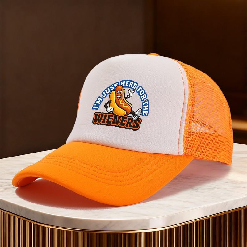 Funny Hot Dog Slogan Trucker Hat Breathable Mesh Baseball Cap Unisex Adjustable Snapback One Size