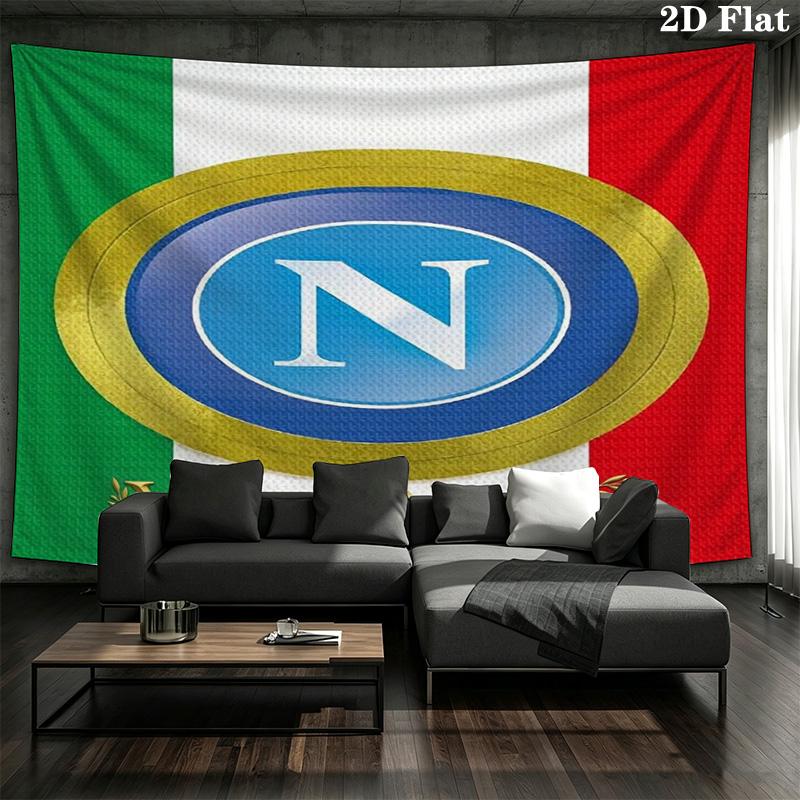 Napoli Crest Custom Name Wall Tapestry Aesthetic Wall Hanging Printed Fabric Blanket Decorative Tapestries For Bedroom Living Room Home Decor
