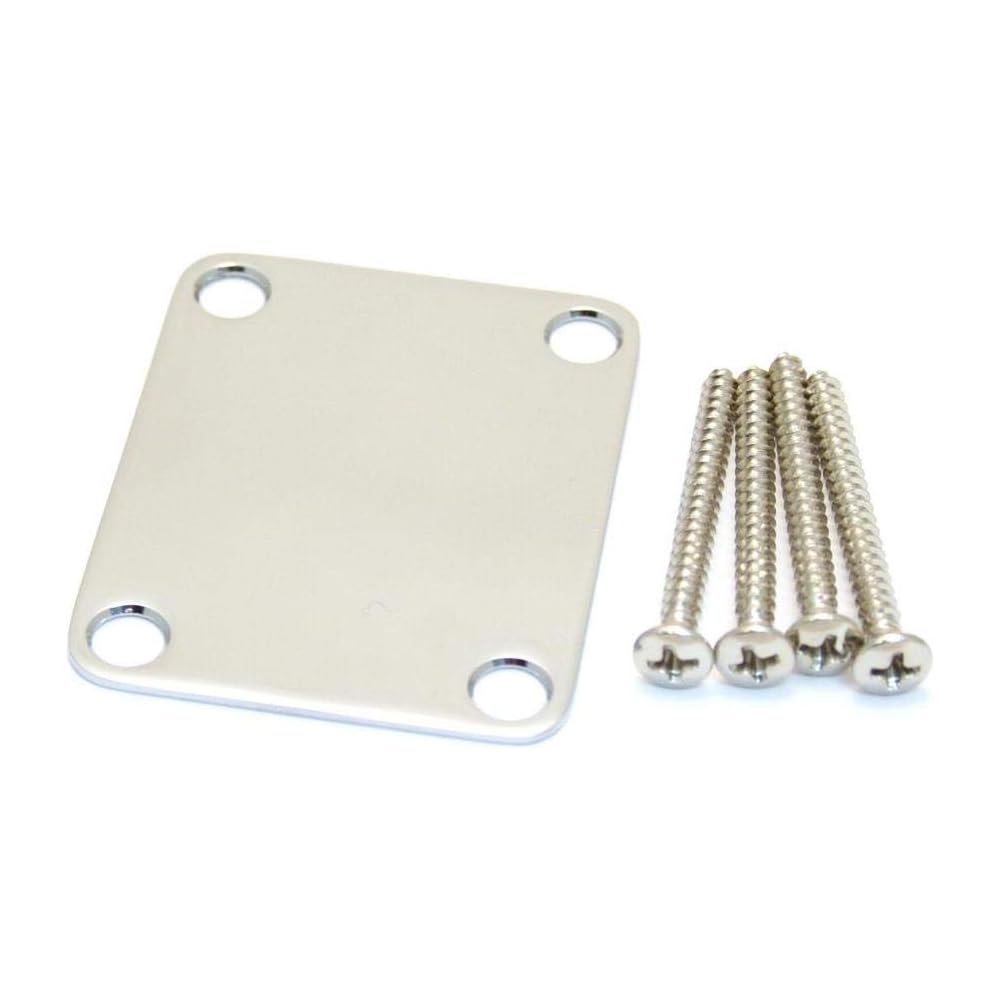 Fender Vintage-Style 4-Bolt Neck Plate Chrome Plain Design No Serial Number or Logo