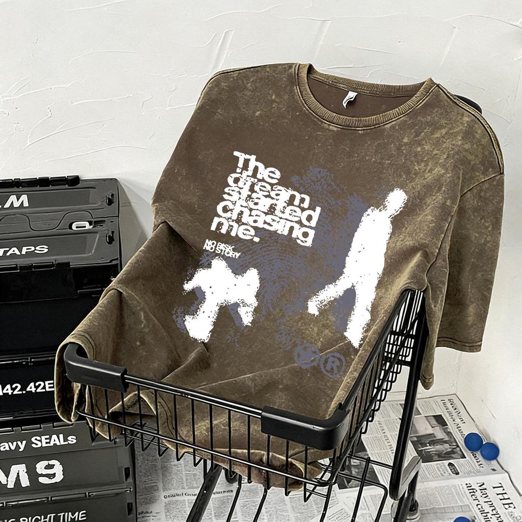 Damen Trendiges Retro Gewaschenes Übergröße Lockeres T-Shirt - Distressed Kurzarm Modischer High-End Stil