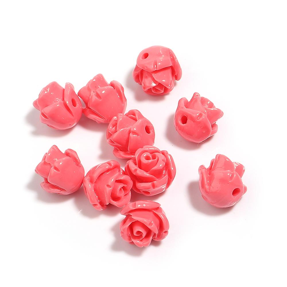 10Pcs/Lot Resin Beads 6 8 10 12 15mm Colorful Rose Shape Hole Size 1.5mm Beads For Charm Jewelry Making Diy Bracelet Necklace