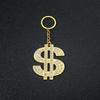 Big Rotatable US Dollar Money Sign Pendant Keychain Men Rapper Hip Hop Punk Keyrings Gifts