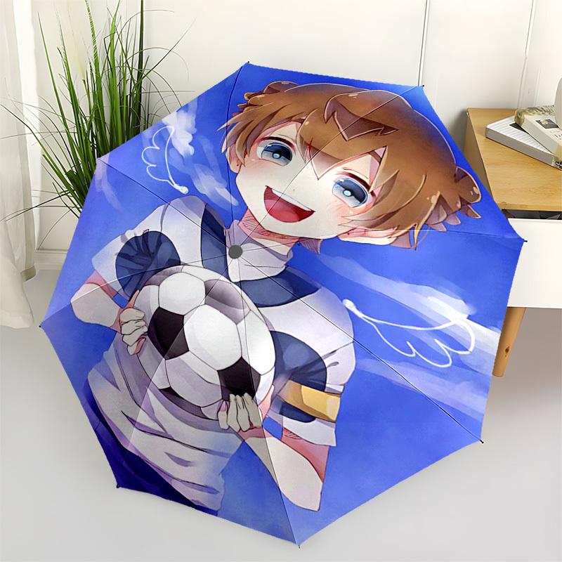 

1pc Anime Character Soccer Fan Outdoor Umbrella - Automatic Opening/Closing, Portable 3-Fold Design with 8-Bone Iron Frame, Perfect Gift for Fans, Tra