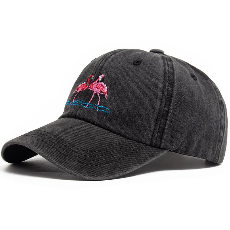 Flamingo Print Women's Baseball Cap Embroidery Washed Cotton Men's Caps Casual Retro Sport Summer Fashion Sun Visor Hat Unisex