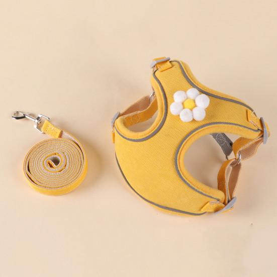 Harness Leash Set Reflective Strap Night Safe Pet Dog Vest Flower Decoration Adjustable