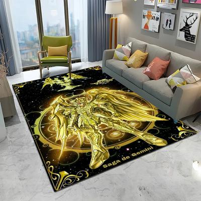 Alfombra Retro de dibujos animados de Saint Seiya para el hogar, sala de estar, dormitorio, sofá, felpudo decorativo, alfombra antideslizante para área de juegos para niños