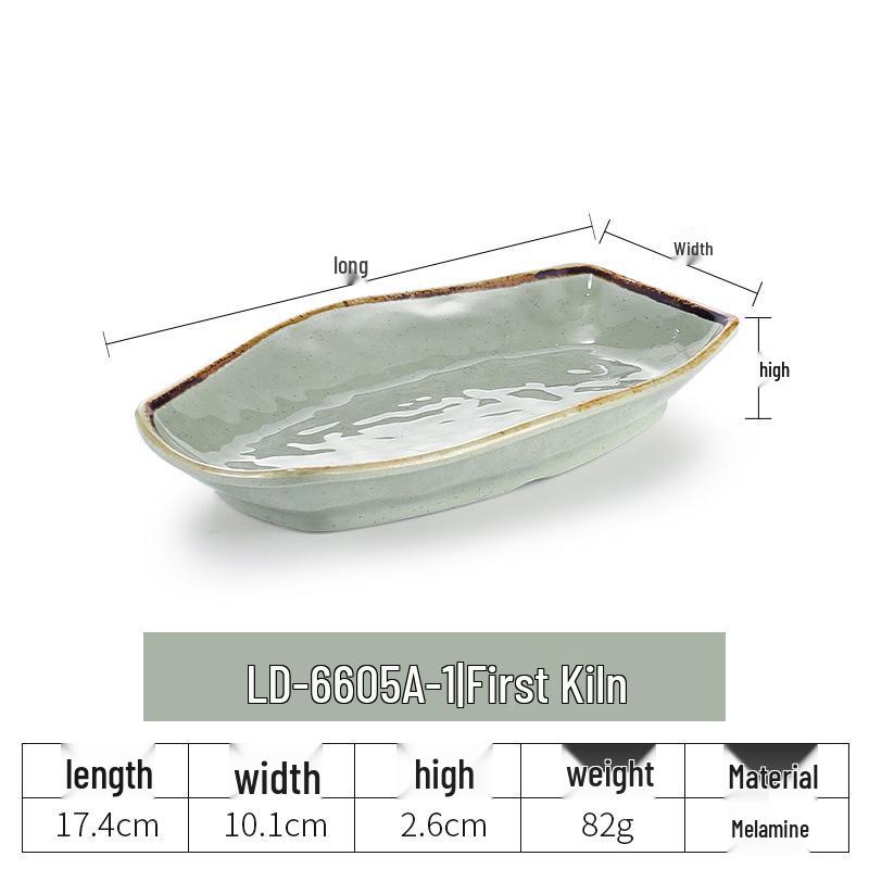 Melamine Japanese Porcelain-Style Rectangular Fish/Sushi/Hot Pot Plate