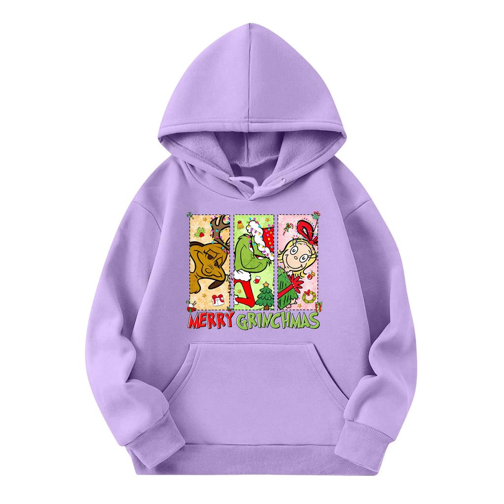 Child Fashion Lightweight Long Sleeve Pullover With Pockets  Print Hoodie