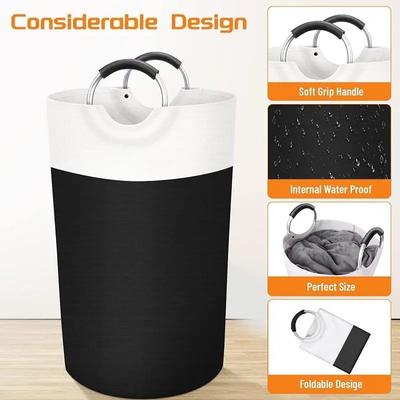 1Pc Collapsible Laundry Basket, Laundry Hamper, , Dirty Clothes Hamper, Waterproof Laundry Basket Aluminum Handles,