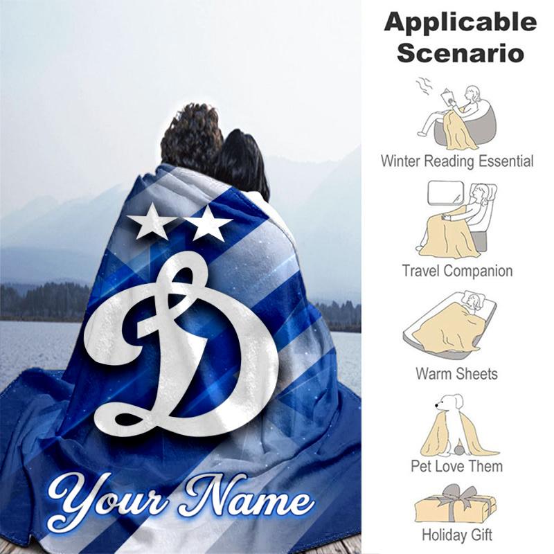 Custom Name Dynamo Moscow Football Blanket Flannel Blanket for Camping, Hiking, Garden Parties, Picnic Essentials,gift for family and friend