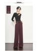 2025 Women's Elastic Waist Slim Fit Wide Leg Draping Casual Pants for Spring & Autumn