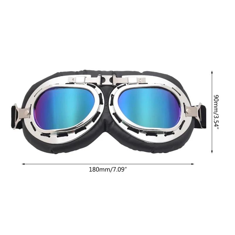Windproof Retro Motorcycle Goggles Glasses Vintage Moto Classic Goggles for Pilot Style Steampunk ATV Bike Copper Helmet