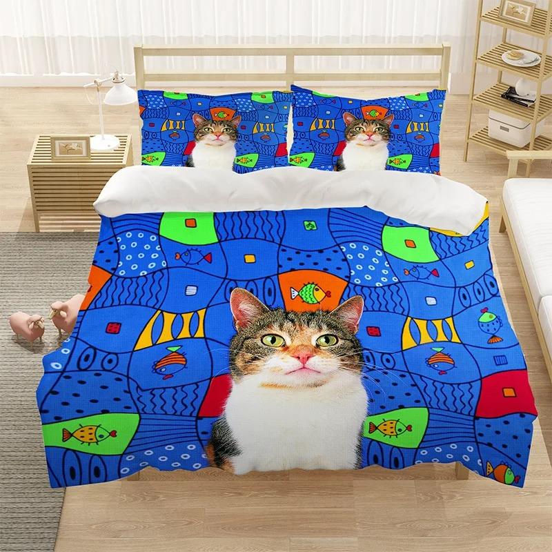 Cool Cat Bedding Set Animal Bed Linen Bedclothes Twin Full Single Size For Boys Girls Kids Cute  Astronaut Duvet Cover Sets