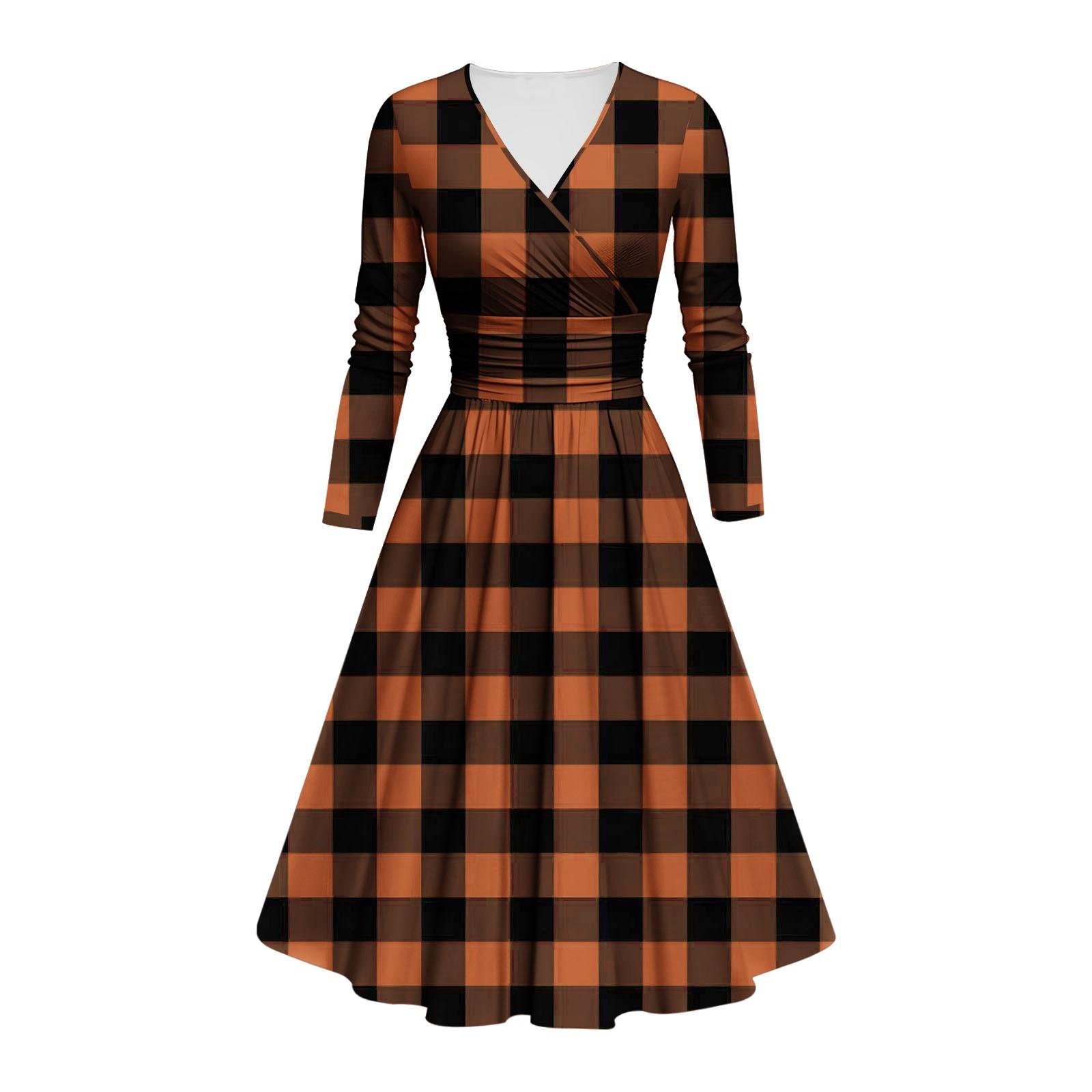 Женское модное облегающее платье с V-образным вырезом и длинными рукавами — фото 13