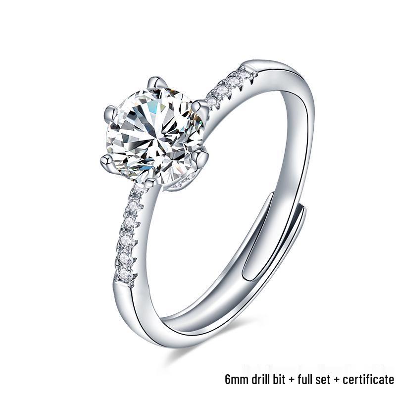 1 Carat D Color Moissanite & 925 Sterling Silver Women s Engagement Ring Adjustable