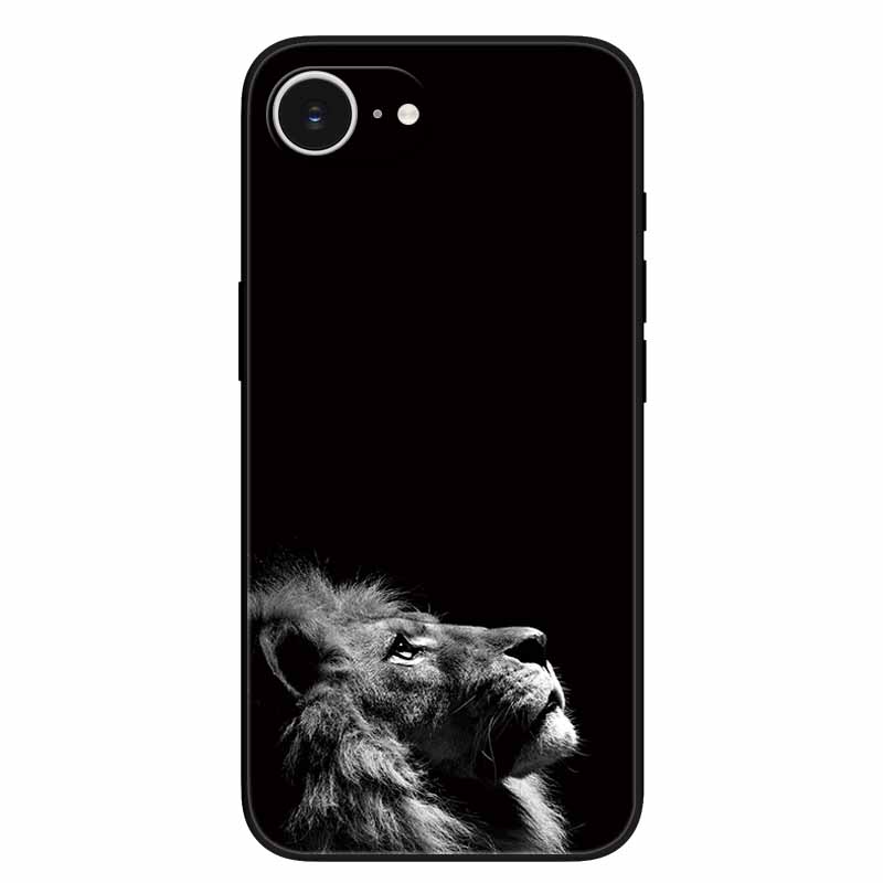 Schwarze Handyhülle Cover für Apple iPhone 16e Hüllen Gedruckte TPU Weiche Stoßfängerhülle für iPhone16e 16e 2025 Schutz Silikonhüllen