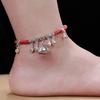 New 12 Zodiac Red Rope Bell Anklet Retro Silver Simple Natal Antique Women's Accessories