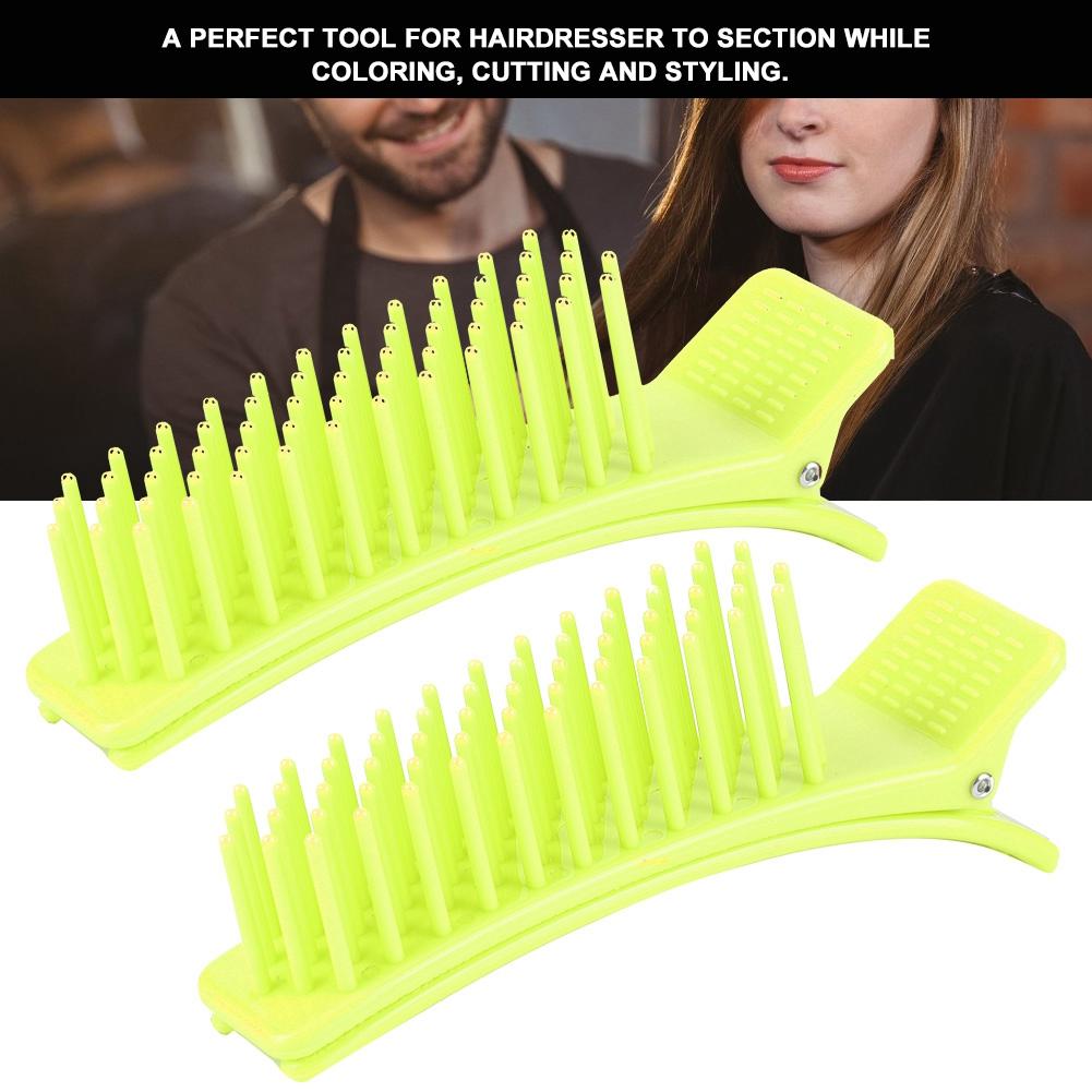 2Pcs Hair Styling Clip Barber Sectioning Hairpin Partition Clip Hairgrip Fluorescent Green
