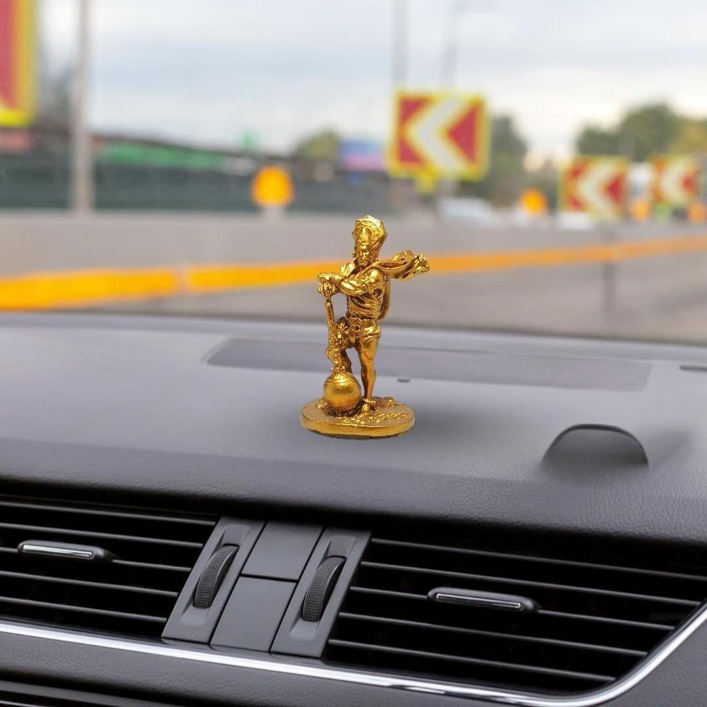 Bahubali Hanuman' Gold Antik Harzfigur Idol Statue Lord Hanuman Murti Ausstellungsstück für Mandir Heimdeko, Höhe 4 Zoll