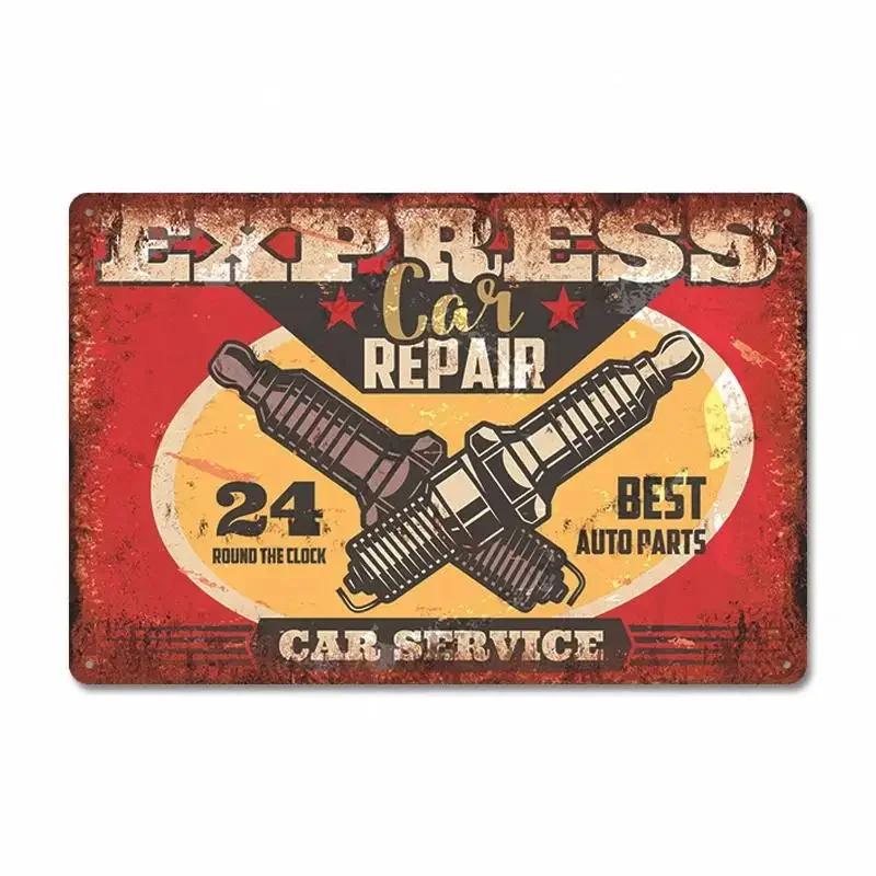 Route 66 Car Metal Dad's Garage Metal Tin Signs Poster Vintage Tinplate Retro Plaque Garage Man Cave Tire Shop Wall Art Decor