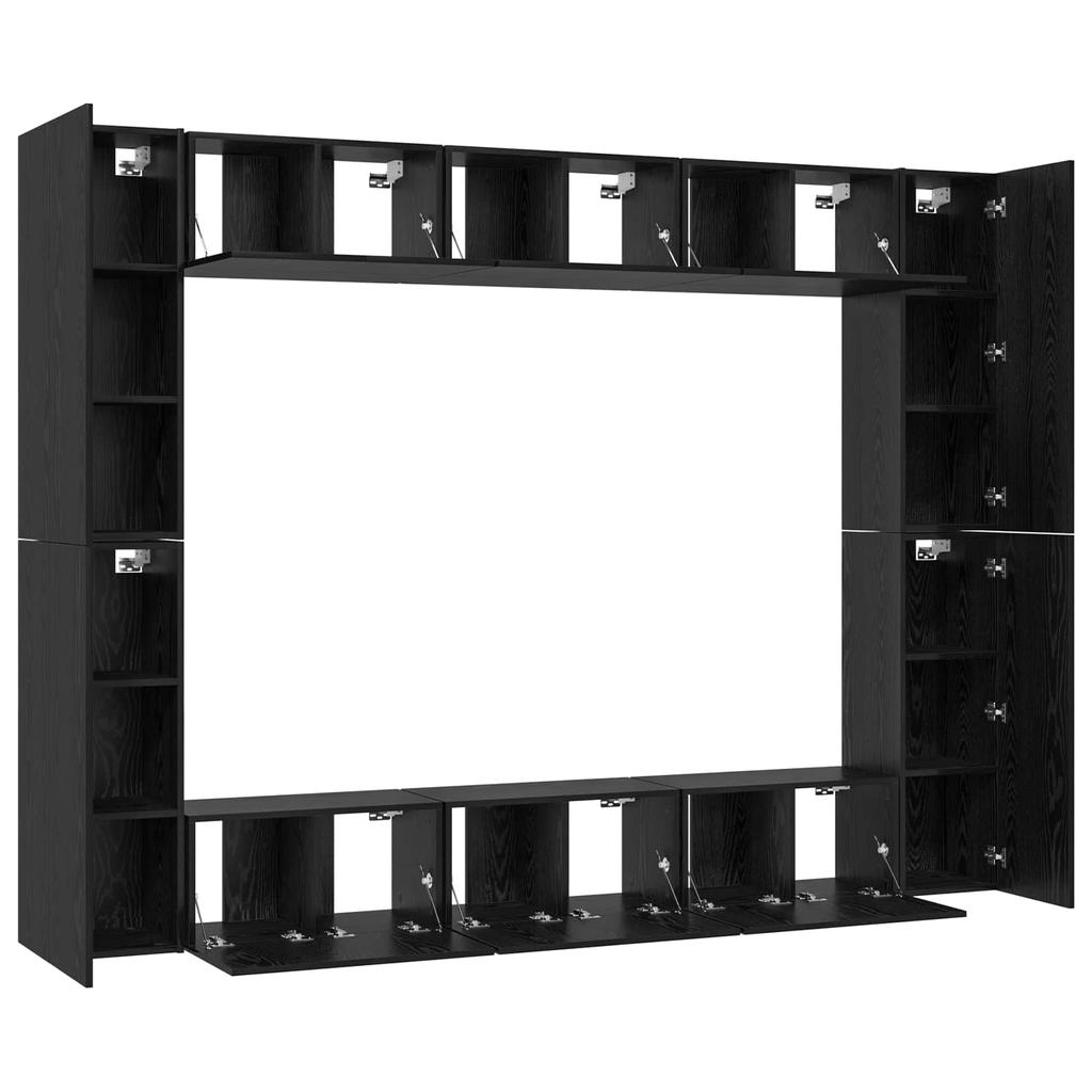 TV Cabinet Set 10 pcs Black Oak Effect Particleboard