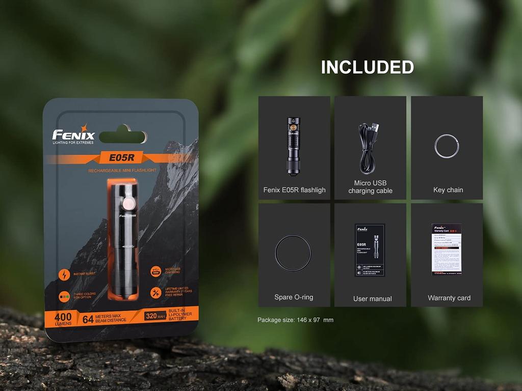 FENIX Rechargeable LED Light E05RGREEN