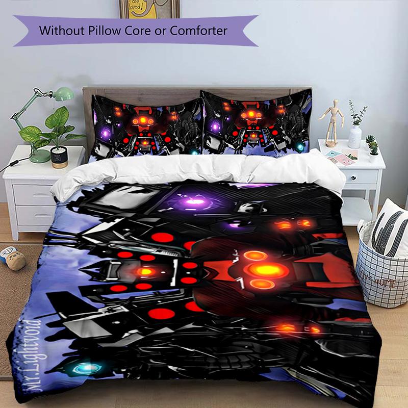 Skibidi Toilet 3pcs Bedding Set Duvet Cover Closure Includes 1 Duvet Cover & 2 Pillowcases for All Seasons Bedroom Home Dorm Decor