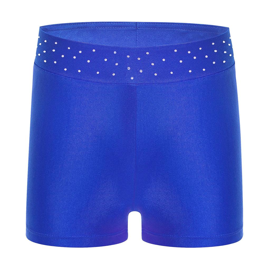 Girls Performance Shorts Sparkling Rhinestones Waistband Figure Skating Dance Gymnastics Bottom