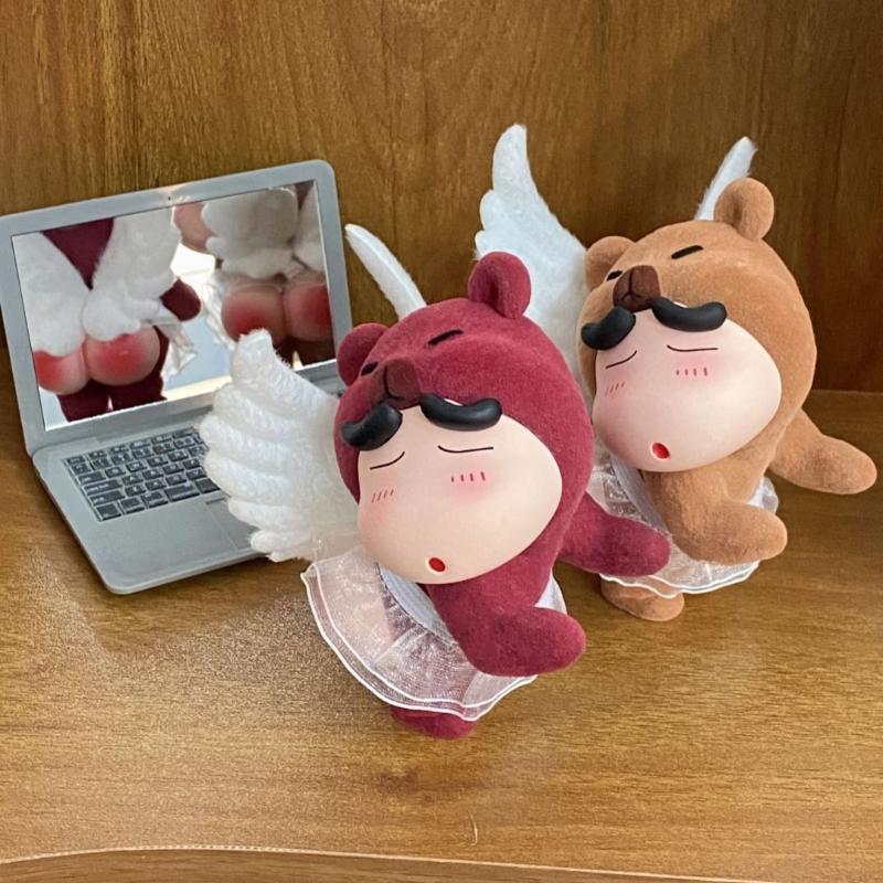 

Kawaii Shin-Chan Plush Doll Pendant Cute Strawberry Bear Angel Doll Bag Charms Car Rearview Mirror Hanging Decoration Gifts