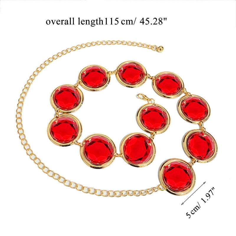 Red Crystal Waist Chain Belt Jewelry Belly Chain Decorative Belts For Women Dresses Red Waist Chain Raven