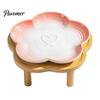 Elevated Cat Food Bowls Ceramic Pet Bowl with Raised Stand, Flower Shape Whisker Friendly Non-slip Feeding Plate for Neck Protection, Anti Slip Bowl,