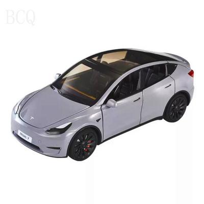 BCQ 1:24 Modèle de Voiture Électrique SUV en Alliage Moulé sous Pression Style Tesla Model Y, Édition de Collection Grise