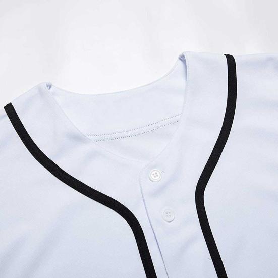 Men Summer T-shirt Pullover Short Sleeves Color Matching Buttons Single-breasted Daily Wear Loose Mid Length Men Baseball Uniform Male Clothes