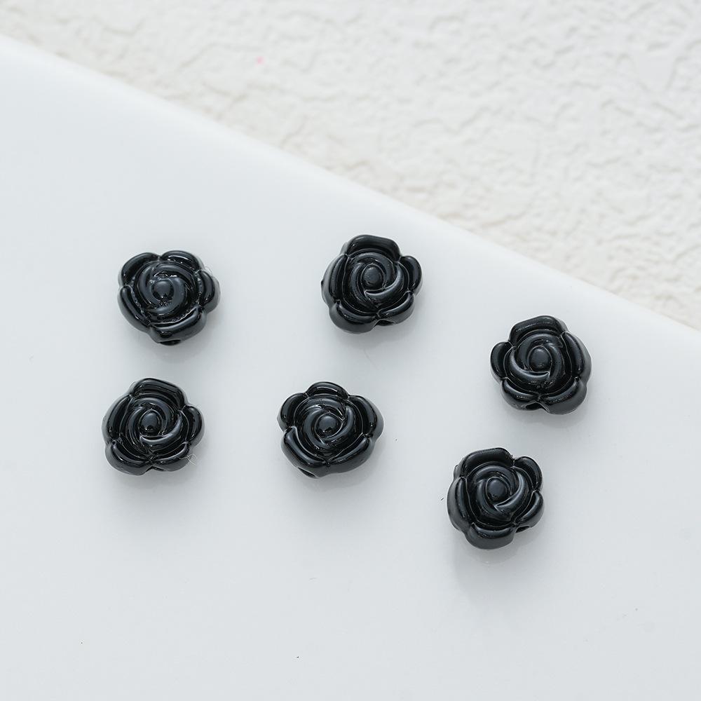 6Mm Legierung Farbige Rosenperlen Perlen DIY Handgefertigt Halskette Armband Ohrschmuck Gerades Loch Blume Zubehör Material