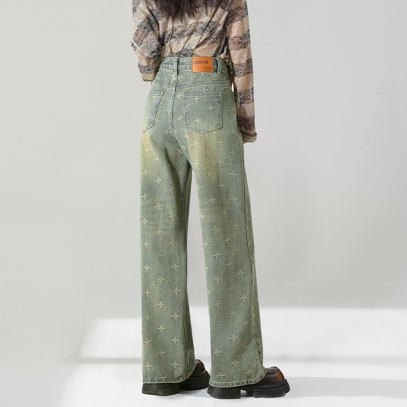 Women's High-Waisted Blue Retro Wide-Leg Jeans, Summer 2025 Collection, Slim Fit and Lightweight